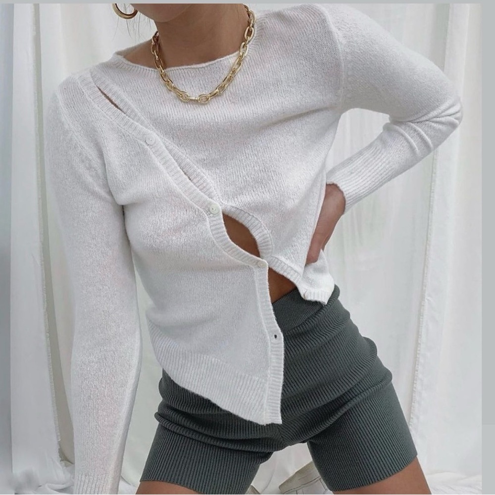 pink asymmetrical cardigan